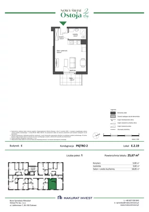 1 pokój, mieszkanie 25,67 m², piętro 2, oferta nr E.2.19, Nowy Świat Ostoja II etap - budynki E, F, G, Gdańsk, Barniewice, ul. Malinowa