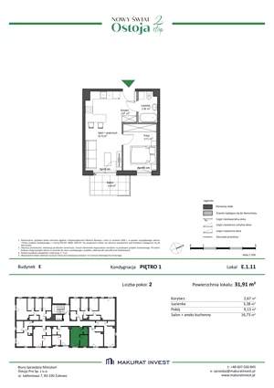 2 pokoje, mieszkanie 31,91 m², piętro 1, oferta nr E.1.11, Nowy Świat Ostoja II etap - budynki E, F, G, Gdańsk, Barniewice, ul. Malinowa
