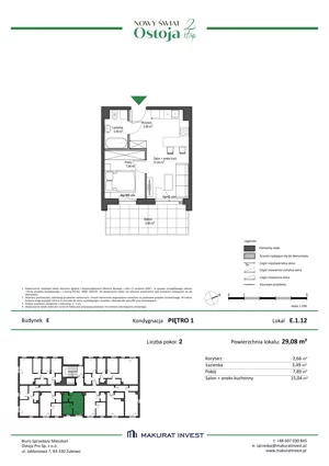 2 pokoje, mieszkanie 29,08 m², piętro 1, oferta nr E.1.12, Nowy Świat Ostoja II etap - budynki E, F, G, Gdańsk, Barniewice, ul. Malinowa