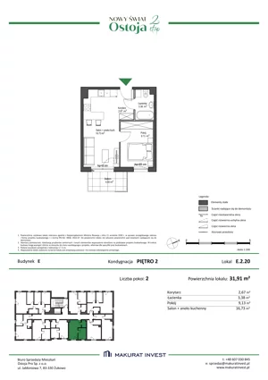 2 pokoje, mieszkanie 31,91 m², piętro 2, oferta nr E.2.20, Nowy Świat Ostoja II etap - budynki E, F, G, Gdańsk, Barniewice, ul. Malinowa