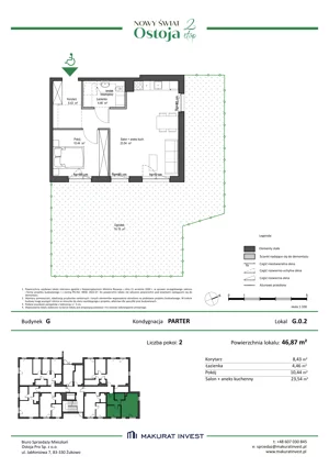 2 pokoje, mieszkanie 46,87 m², parter, oferta nr G.0.2, Nowy Świat Ostoja II etap - budynki E, F, G, Gdańsk, Barniewice, ul. Malinowa