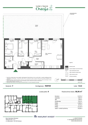4 pokoje, mieszkanie 86,96 m², parter, oferta nr F.0.4, Nowy Świat Ostoja II etap - budynki E, F, G, Gdańsk, Barniewice, ul. Malinowa