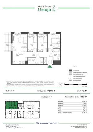 4 pokoje, mieszkanie 67,82 m², piętro 3, oferta nr F.3.29, Nowy Świat Ostoja II etap - budynki E, F, G, Gdańsk, Barniewice, ul. Malinowa