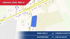 Działka 5 952,00 m², Łódź, łomnicka 21, Sprzedaż