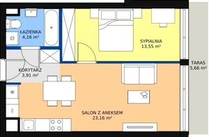2 pokoje, apartament 44,27 m², piętro 2, oferta nr 43, Port Ostróda, Ostróda, ul. Wypoczynkowa