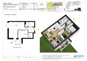 2 pokoje, mieszkanie 44,43 m², parter, oferta nr A0.3, Lusso Al Centro, Gniezno, ul. Wawrzyńca 19