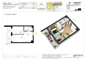 2 pokoje, mieszkanie 36,83 m², piętro 1, oferta nr A1.5, Lusso Al Centro, Gniezno, ul. Wawrzyńca 19