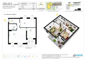 3 pokoje, mieszkanie 68,48 m², piętro 1, oferta nr A1.8, Lusso Al Centro, Gniezno, ul. Wawrzyńca 19