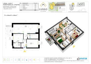 3 pokoje, mieszkanie 58,92 m², piętro 2, oferta nr A2.7, Lusso Al Centro, Gniezno, ul. Wawrzyńca 19
