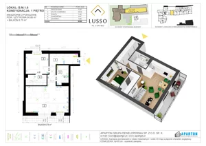 2 pokoje, mieszkanie 50,80 m², piętro 1, oferta nr B1.6, Lusso Al Centro, Gniezno, ul. Wawrzyńca 19