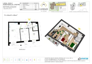 3 pokoje, mieszkanie 53,07 m², piętro 2, oferta nr B.2.1, Lusso Al Centro, Gniezno, ul. Wawrzyńca 19