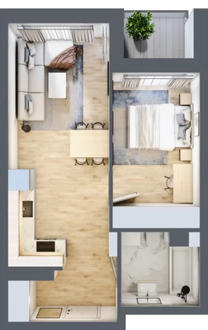 2 pokoje, mieszkanie 40,78 m², piętro 2, oferta nr 16, Boutique, Niemcz, ul. Władysława Reymonta