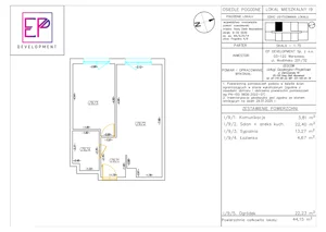2 pokoje, mieszkanie 44,05 m², piętro 2, oferta nr i21, Osiedle Pogodne, NOWY ETAP bud. I, J, Nowy Dwór Mazowiecki, Nowodworzanka, ul. Pogodna / Leśna / Dębowa
