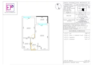2 pokoje, mieszkanie 39,05 m², piętro 3, oferta nr J21, Osiedle Pogodne, NOWY ETAP bud. I, J, Nowy Dwór Mazowiecki, Nowodworzanka, ul. Pogodna / Leśna / Dębowa