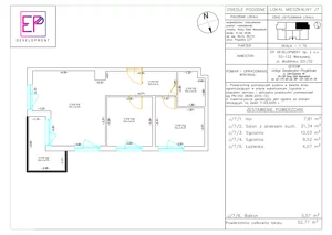 3 pokoje, mieszkanie 52,77 m², piętro 1, oferta nr J07, Osiedle Pogodne, NOWY ETAP bud. I, J, Nowy Dwór Mazowiecki, Nowodworzanka, ul. Pogodna / Leśna / Dębowa