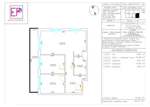 3 pokoje, mieszkanie 58,37 m², piętro 5, oferta nr J32, Osiedle Pogodne, NOWY ETAP bud. I, J, Nowy Dwór Mazowiecki, Nowodworzanka, ul. Pogodna / Leśna / Dębowa