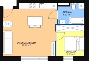 2 pokoje, mieszkanie 40,87 m², parter, oferta nr A2, Rodzinna Malta, Poznań, Warszawskie-Pomet-Maltańskie, Komandoria, ul. Bnińska
