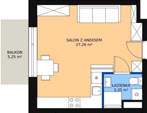 1 pokój, mieszkanie 30,61 m², piętro 2, oferta nr A12, Rodzinna Malta, Poznań, Warszawskie-Pomet-Maltańskie, Komandoria, ul. Bnińska