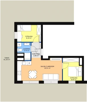 3 pokoje, mieszkanie 42,86 m², piętro 3, oferta nr A16, Rodzinna Malta, Poznań, Warszawskie-Pomet-Maltańskie, Komandoria, ul. Bnińska
