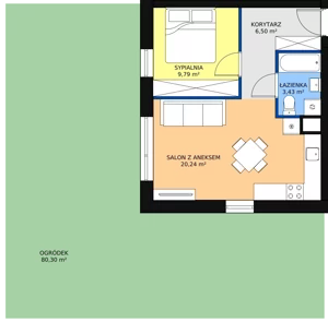 2 pokoje, mieszkanie 39,96 m², parter, oferta nr B4, Rodzinna Malta, Poznań, Warszawskie-Pomet-Maltańskie, Komandoria, ul. Bnińska