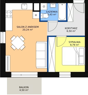 2 pokoje, mieszkanie 39,96 m², piętro 2, oferta nr B12, Rodzinna Malta, Poznań, Warszawskie-Pomet-Maltańskie, Komandoria, ul. Bnińska