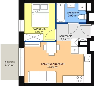 2 pokoje, mieszkanie 33,84 m², piętro 2, oferta nr B13, Rodzinna Malta, Poznań, Warszawskie-Pomet-Maltańskie, Komandoria, ul. Bnińska