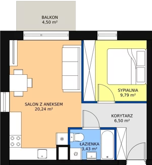 2 pokoje, mieszkanie 39,96 m², piętro 2, oferta nr B14, Rodzinna Malta, Poznań, Warszawskie-Pomet-Maltańskie, Komandoria, ul. Bnińska
