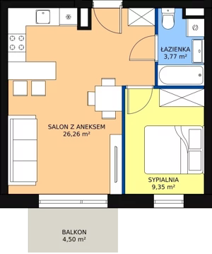 2 pokoje, mieszkanie 39,38 m², piętro 2, oferta nr C14, Rodzinna Malta, Poznań, Warszawskie-Pomet-Maltańskie, Komandoria, ul. Bnińska