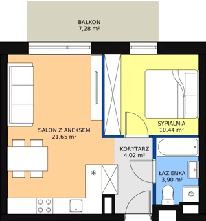 2 pokoje, mieszkanie 40,01 m², piętro 2, oferta nr C17, Rodzinna Malta, Poznań, Warszawskie-Pomet-Maltańskie, Komandoria, ul. Bnińska