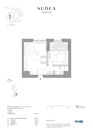 2 pokoje, mieszkanie 39,65 m², piętro 2, oferta nr I.02.M.05, SUDEA, Wrocław, Borek, Krzyki, ul. Sudecka