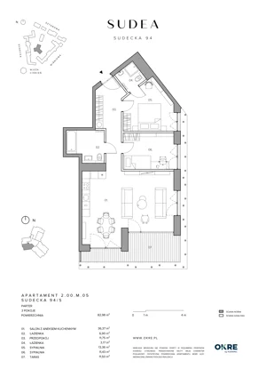3 pokoje, mieszkanie 82,98 m², parter, oferta nr 2.00.M.05, SUDEA, Wrocław, Borek, Krzyki, ul. Sudecka