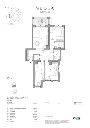 4 pokoje, mieszkanie 107,46 m², piętro 2, oferta nr I.02.M.02, SUDEA, Wrocław, Borek, Krzyki, ul. Sudecka