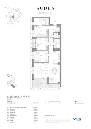 4 pokoje, mieszkanie 106,95 m², parter, oferta nr 2.00.M.04, SUDEA, Wrocław, Borek, Krzyki, ul. Sudecka