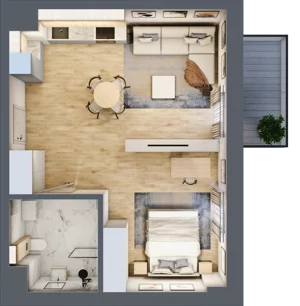 1 pokój, apartament 46,37 m², parter, oferta nr B.01, Dolna Górna Wilda, Poznań, Wilda, Wilda, ul. Górna Wilda