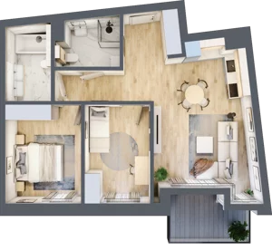 3 pokoje, apartament 63,61 m², piętro 1, oferta nr B.16, Dolna Górna Wilda, Poznań, Wilda, Wilda, ul. Górna Wilda