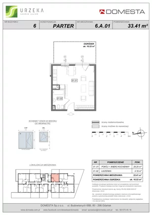 1 pokój, mieszkanie 33,41 m², parter, oferta nr 6.A.01, Urzeka - budynek 6 , Gdańsk, Jasień, ul. Guderskiego / Czermińskiego