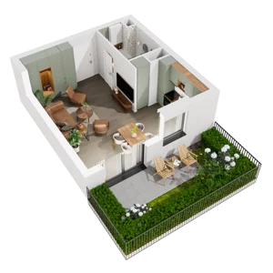 1 pokój, mieszkanie 33,41 m², parter, oferta nr 6.A.01, Urzeka - budynek 6 , Gdańsk, Jasień, ul. Guderskiego / Czermińskiego