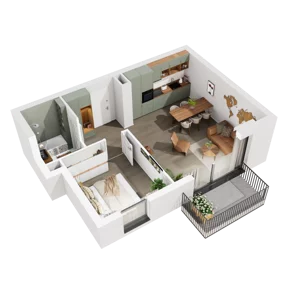 2 pokoje, mieszkanie 49,21 m², piętro 1, oferta nr 6.A.18, Urzeka - budynek 6 , Gdańsk, Jasień, ul. Guderskiego / Czermińskiego