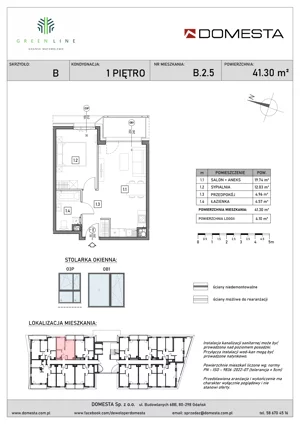 2 pokoje, mieszkanie 41,30 m², piętro 1, oferta nr B.2.5, GreenLine, Gdańsk, Piecki-Migowo, Matemblewo, ul. Rakoczego