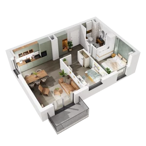 3 pokoje, mieszkanie 54,66 m², piętro 1, oferta nr 6.A.16, Urzeka - budynek 6 , Gdańsk, Jasień, ul. Guderskiego / Czermińskiego