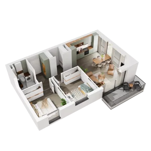 3 pokoje, mieszkanie 63,11 m², piętro 2, oferta nr 6.A.21, Urzeka - budynek 6 , Gdańsk, Jasień, ul. Guderskiego / Czermińskiego