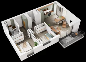 3 pokoje, mieszkanie 63,11 m², piętro 1, oferta nr 7.A.12, Urzeka - budynek 7, Gdańsk, Jasień, ul. Guderskiego / Czermińskiego
