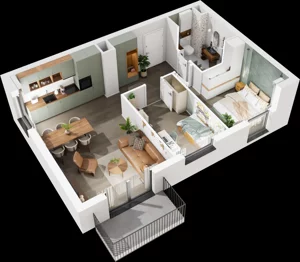 3 pokoje, mieszkanie 54,66 m², piętro 1, oferta nr 7.A.16, Urzeka - budynek 7, Gdańsk, Jasień, ul. Guderskiego / Czermińskiego