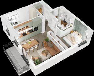 3 pokoje, mieszkanie 55,81 m², piętro 1, oferta nr 7.A.17, Urzeka - budynek 7, Gdańsk, Jasień, ul. Guderskiego / Czermińskiego