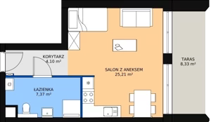 1 pokój, apartament inwestycyjny 36,68 m², parter, oferta nr A.1.8N, Apartamenty Remedium, Gdańsk, Aniołki,  ul. Mariana Smoluchowskiego