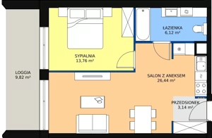 2 pokoje, apartament inwestycyjny 49,46 m², piętro 1, oferta nr A.2.3, Apartamenty Remedium, Gdańsk, Aniołki,  ul. Mariana Smoluchowskiego