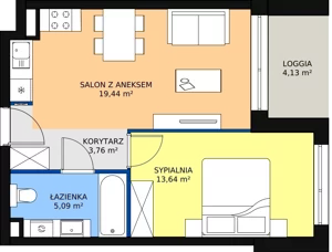 2 pokoje, apartament inwestycyjny 41,93 m², piętro 3, oferta nr A.4.10, Apartamenty Remedium, Gdańsk, Aniołki,  ul. Mariana Smoluchowskiego