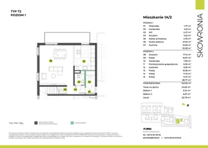 5 pokoi, mieszkanie 143,05 m², piętro 1, oferta nr 1A-2, Skowronia, Kraków, Podgórze Duchackie, Wola Duchacka, ul. Skowronia