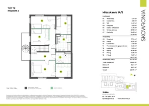 5 pokoi, mieszkanie 143,05 m², piętro 1, oferta nr 1A-2, Skowronia, Kraków, Podgórze Duchackie, Wola Duchacka, ul. Skowronia