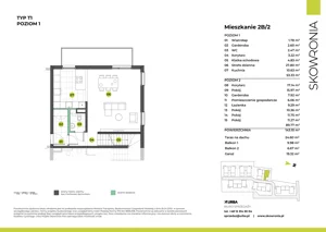 5 pokoi, mieszkanie 143,10 m², piętro 1, oferta nr 2B-2, Skowronia, Kraków, Podgórze Duchackie, Wola Duchacka, ul. Skowronia